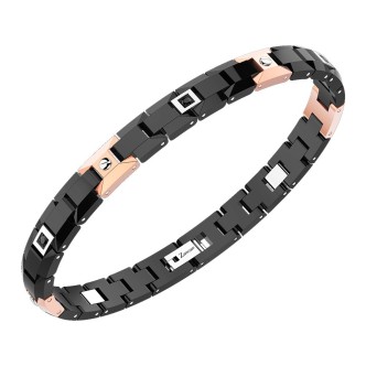 1 - Bracciale Zancan EHB161 acciaio 316L e ceramica collezione Hi Teck