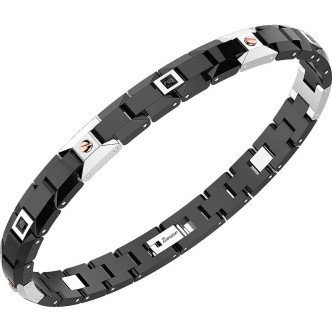 1 - Bracciale Zancan EHB163 acciaio 316L e ceramica collezione Hi Teck