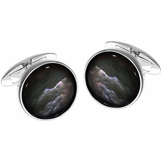 1 - Cufflinks Zancan EHG010B-MN 316L steel Hi Teck collection