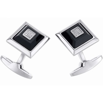 1 - Cufflinks Zancan EHG014B-ON Silver 925 Hi Tech collection