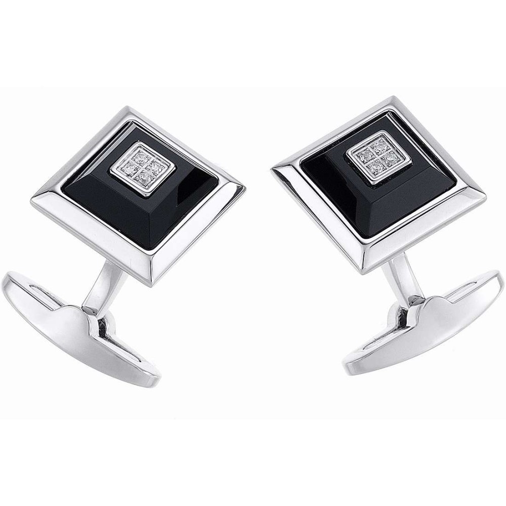 1 - Cufflinks Zancan EHG014B-ON Silver 925 Hi Tech collection