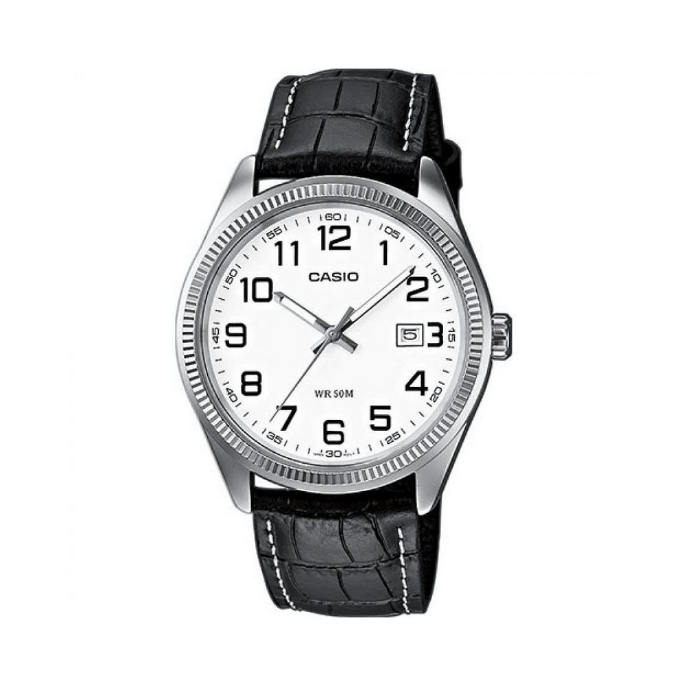 1 - Watch Casio only time man analog leather strap MTP-1302PL-7BVEF