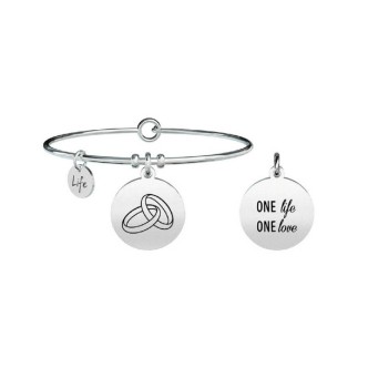 1 - Kidult bracelet 731314 pendant with rings in stainless steel 316L and enamel Love collection