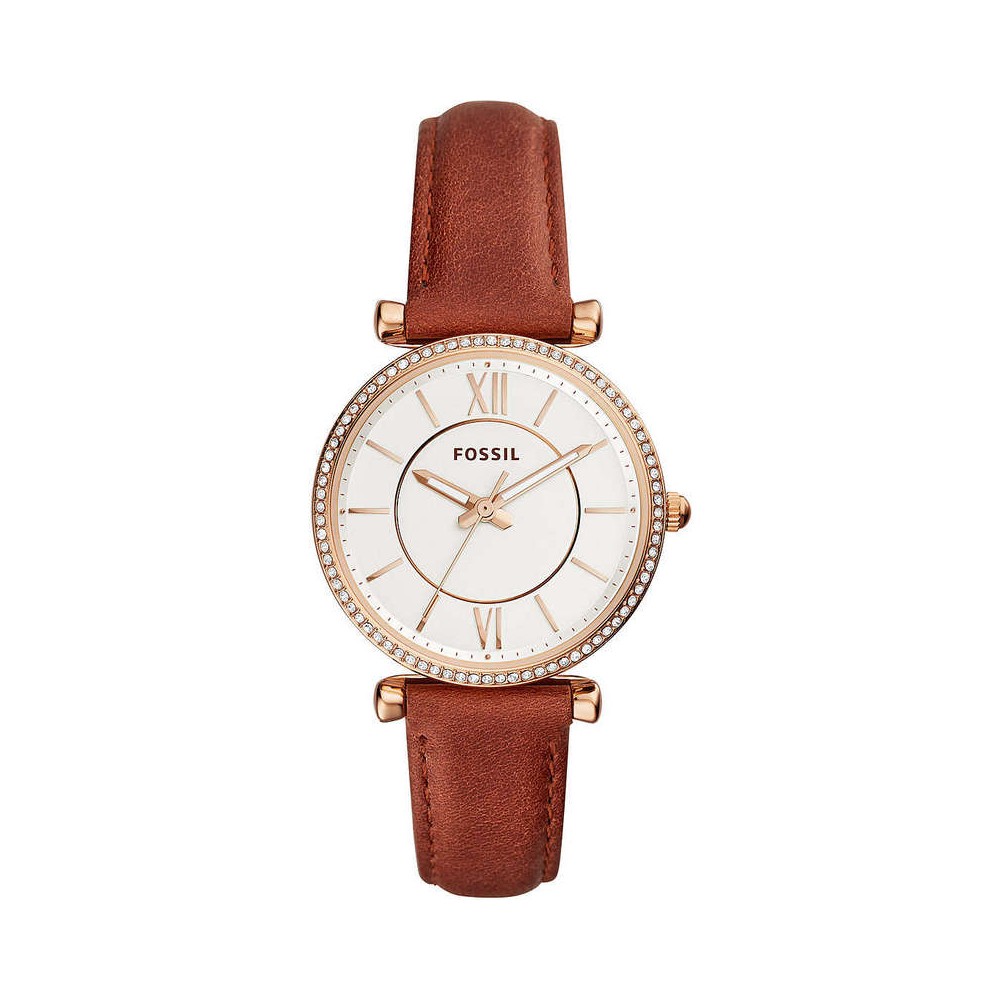 1 - Fossil watch woman analog leather strap model Carlie ES4428