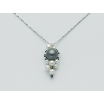 1 - Nimei necklace PCL2493BNT Gold 750/1000 with pearls and diamonds