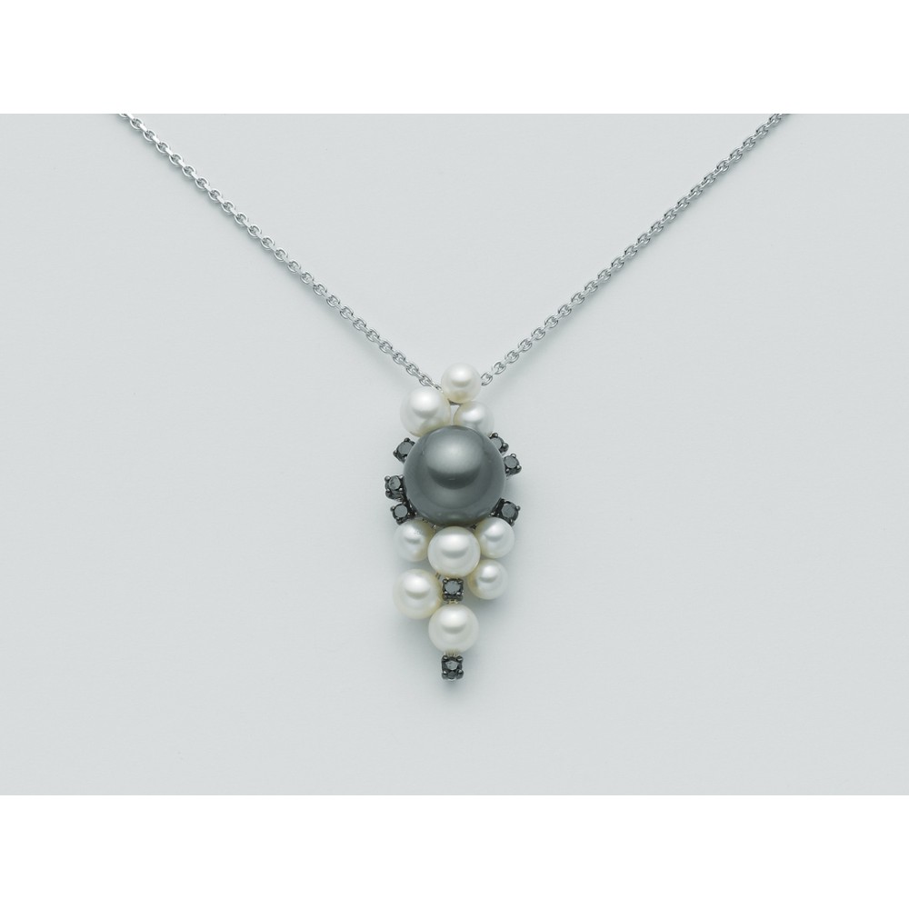 1 - Nimei necklace PCL2493BNT Gold 750/1000 with pearls and diamonds