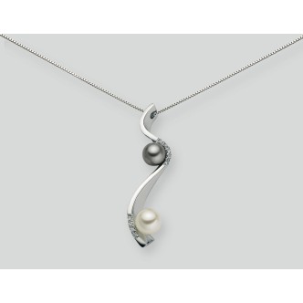 1 - Nimei PCL697 Gold 750/1000 necklace with pearls and diamonds