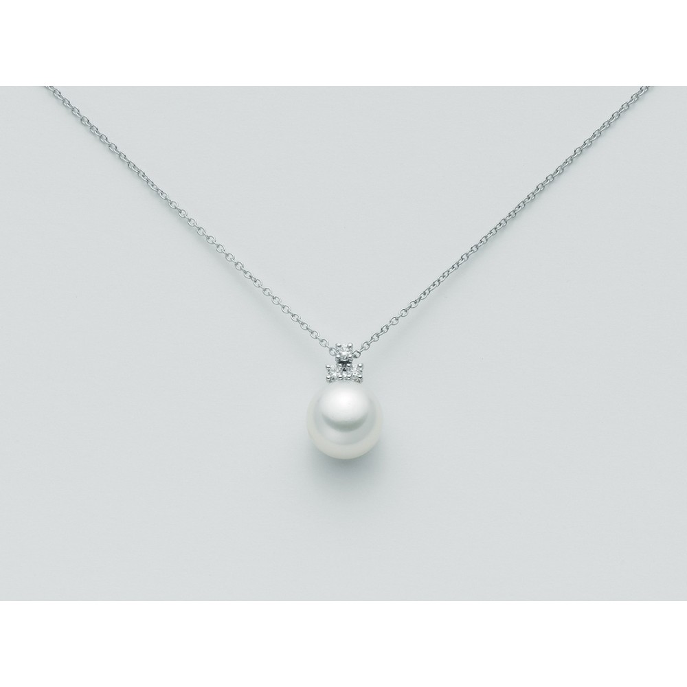 1 - Nimei PCL2346 necklace 750/1000 gold with pearls and diamonds