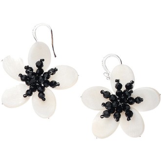 1 - Ottaviani 500105O white mother-of-pearl and Onyx earrings