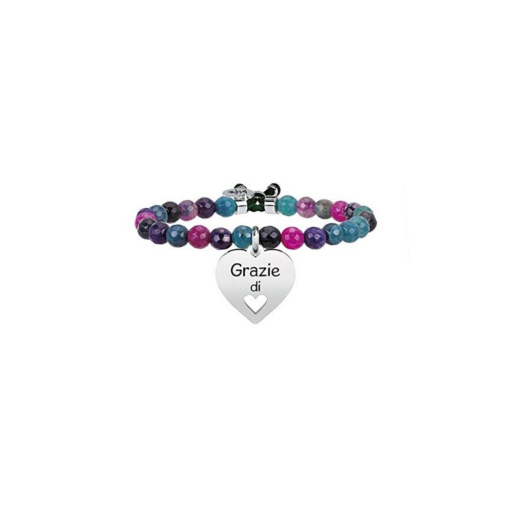 1 - Kidult 731332 bracelet with multicolored Agate and 316L steel heart pendant Love collection