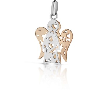 1 - Pendant Roberto Giannotti NKT235 White Gold and Rose Gli Angeli collection